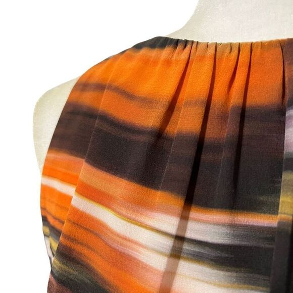 AKRIS PUNTO Size Small 4 Sleeveless Bateau Neck Pleated Shift Dress Multicolor - Picture 3 of 13